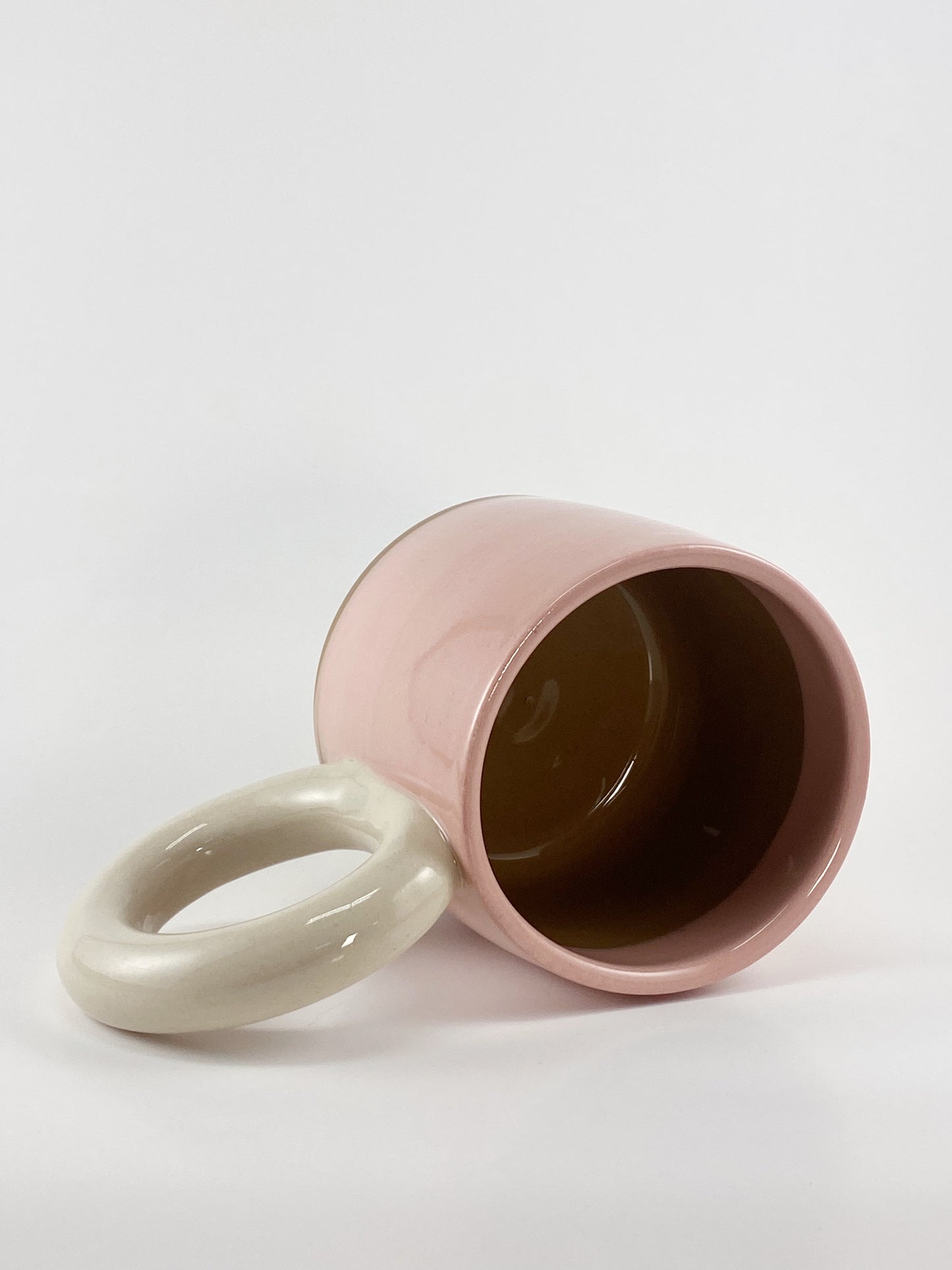 Tricolor Mug - White, Pink, Brown