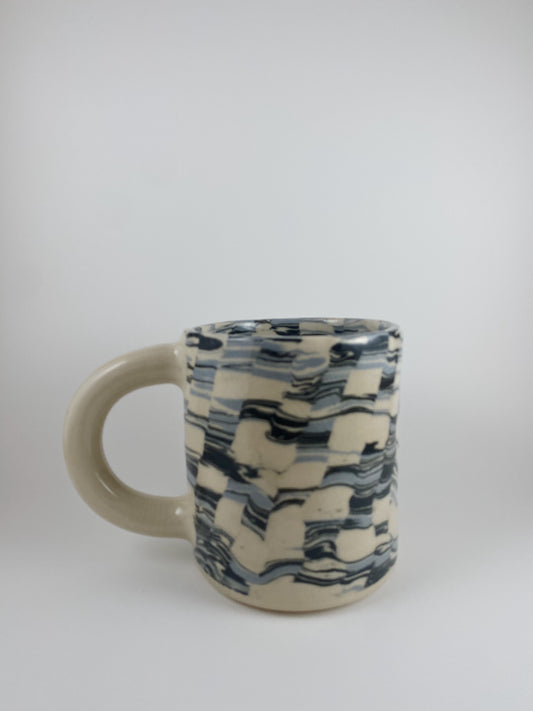 Soft Checkered Mug - Blue/Black Large