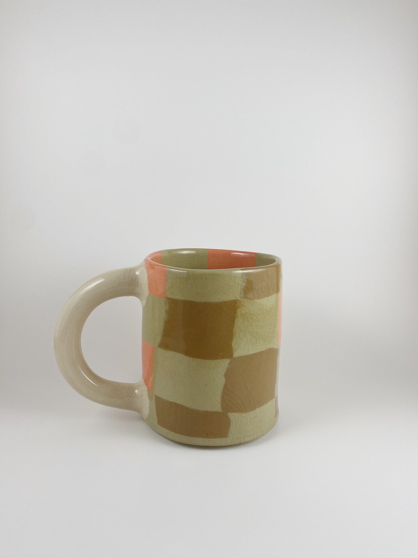 Big Check Mug - Brown/Melon/Tan