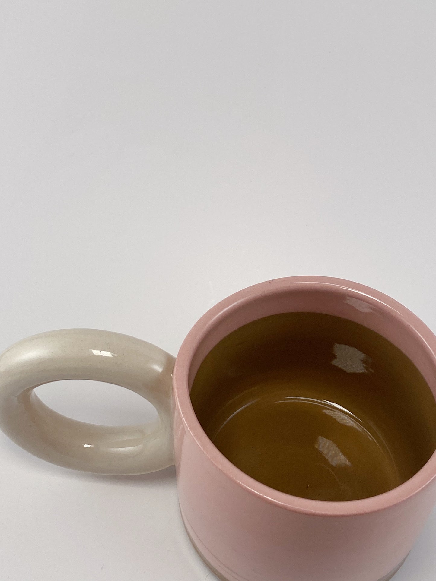 Tricolor Mug - White, Pink, Brown