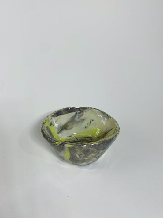 Black/Chartreuse Swirl Ramekin