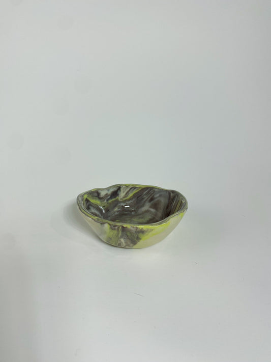 Black/Chartreuse Swirl Ramekin - Shallow