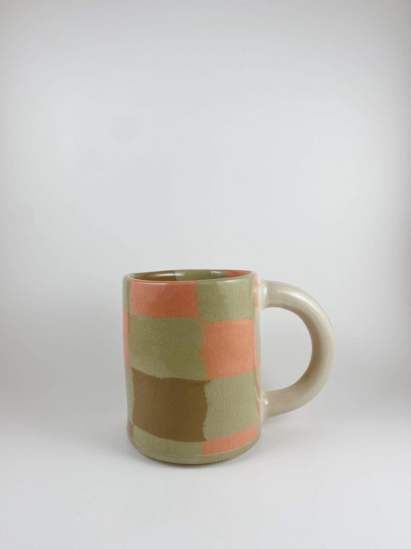 Big Check Mug - Brown/Melon/Tan