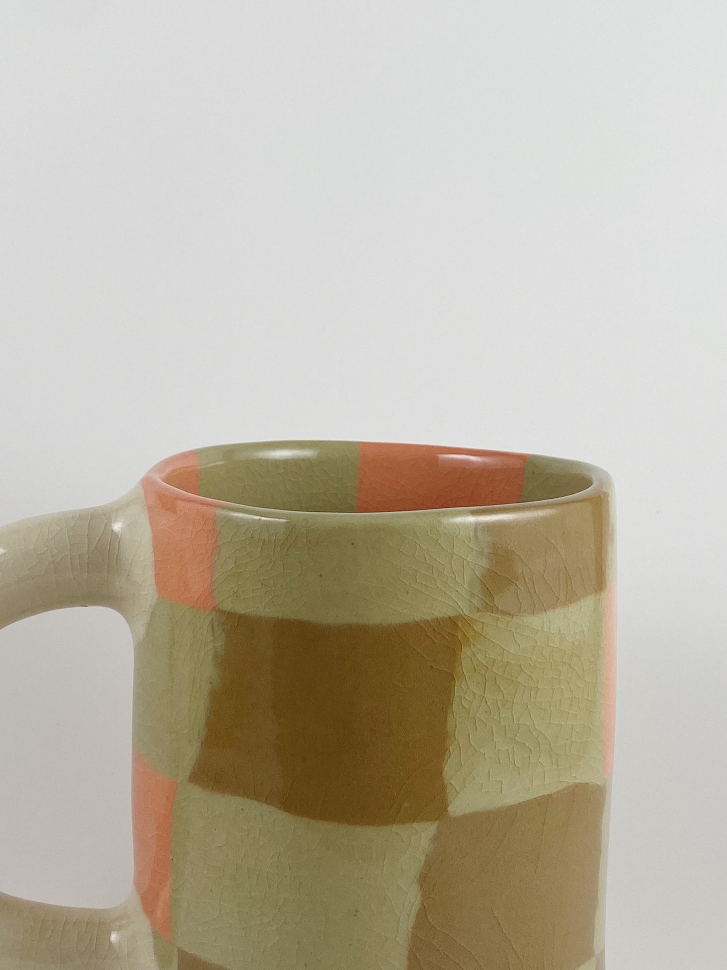 Big Check Mug - Brown/Melon/Tan