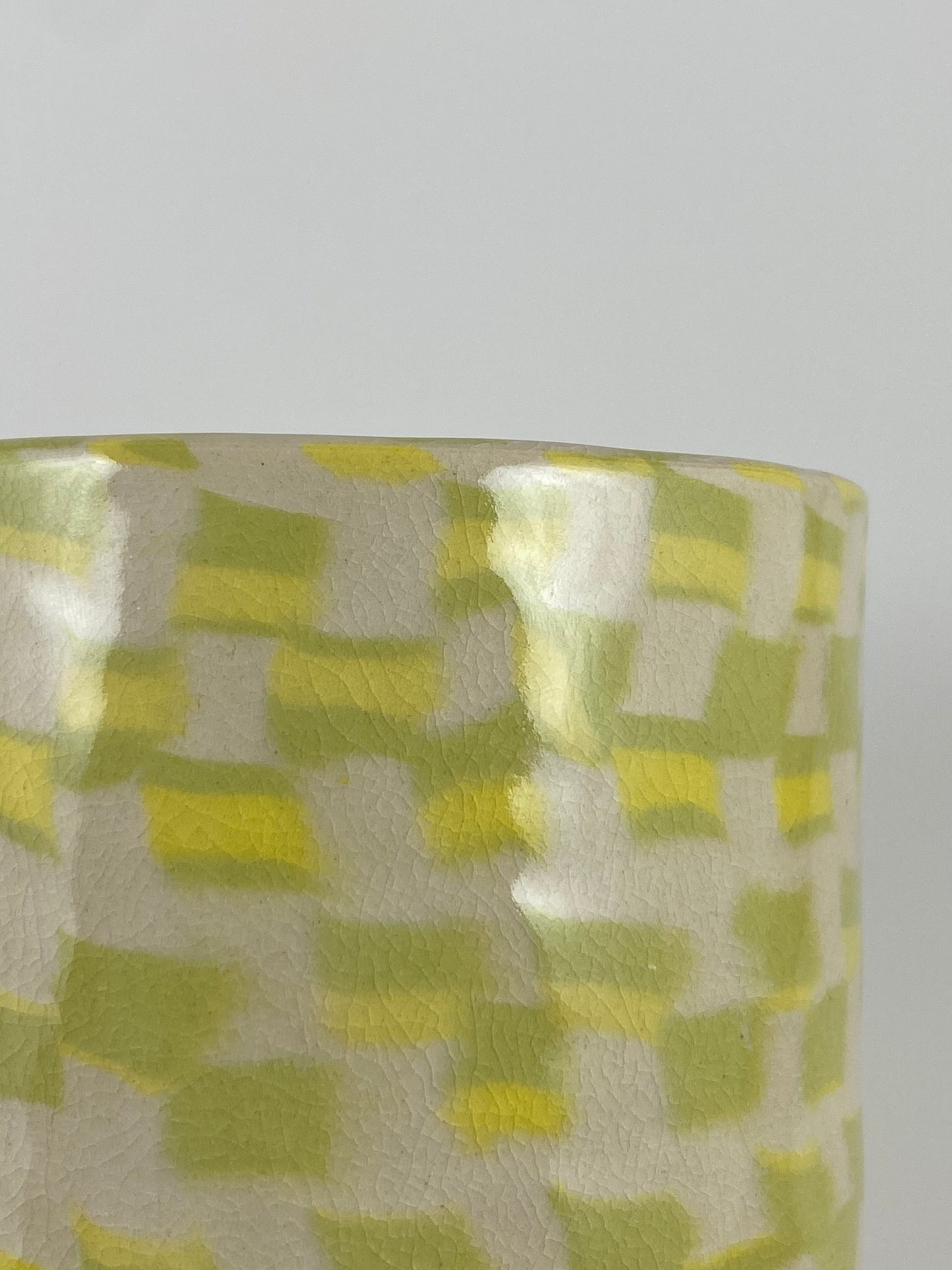 Checkered Square Mug - Yellow/Chartreuse