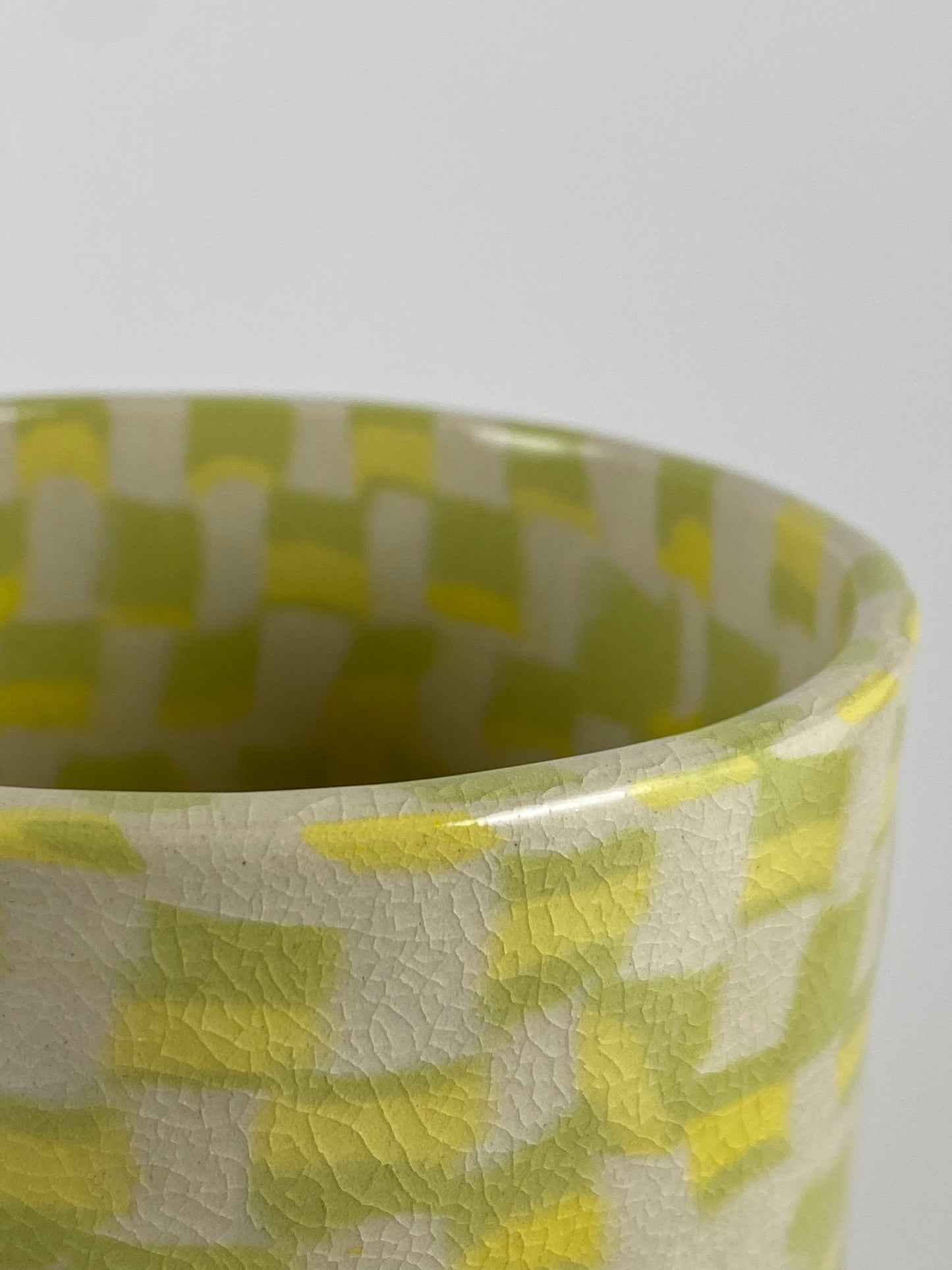Checkered Square Mug - Yellow/Chartreuse