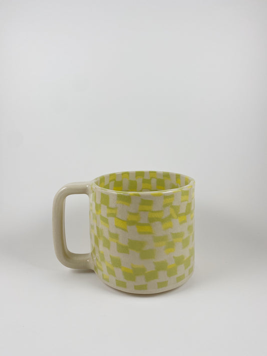 Checkered Square Mug - Yellow/Chartreuse
