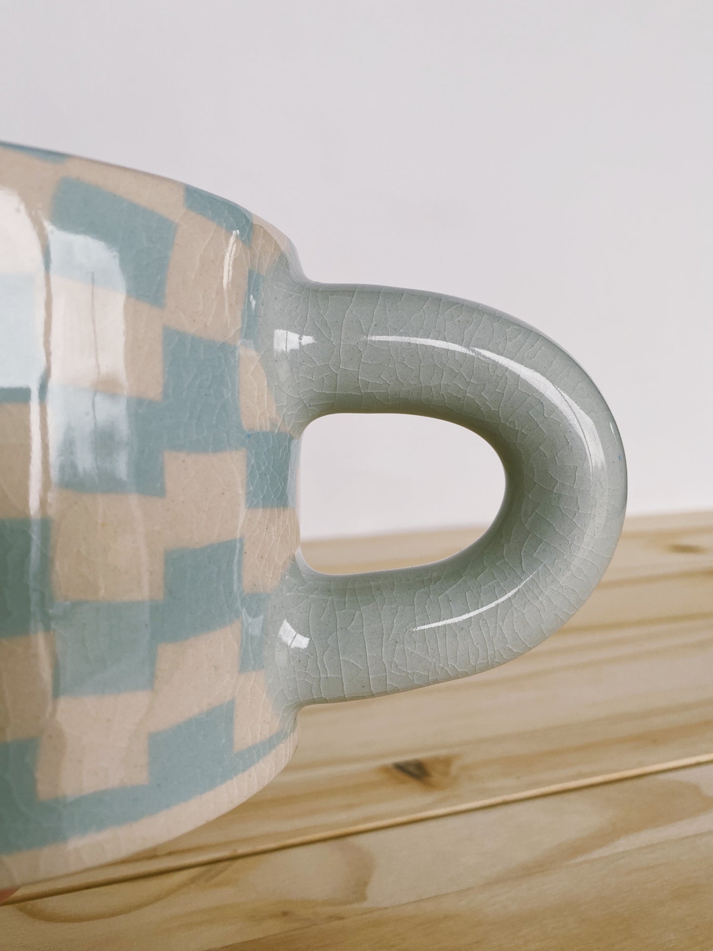 Checkered Thick Mug - Robin's Egg Blue