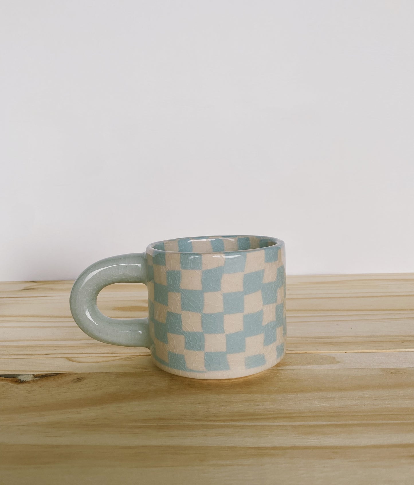 Checkered Thick Mug - Robin's Egg Blue