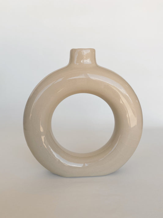 Cream Donut Vase