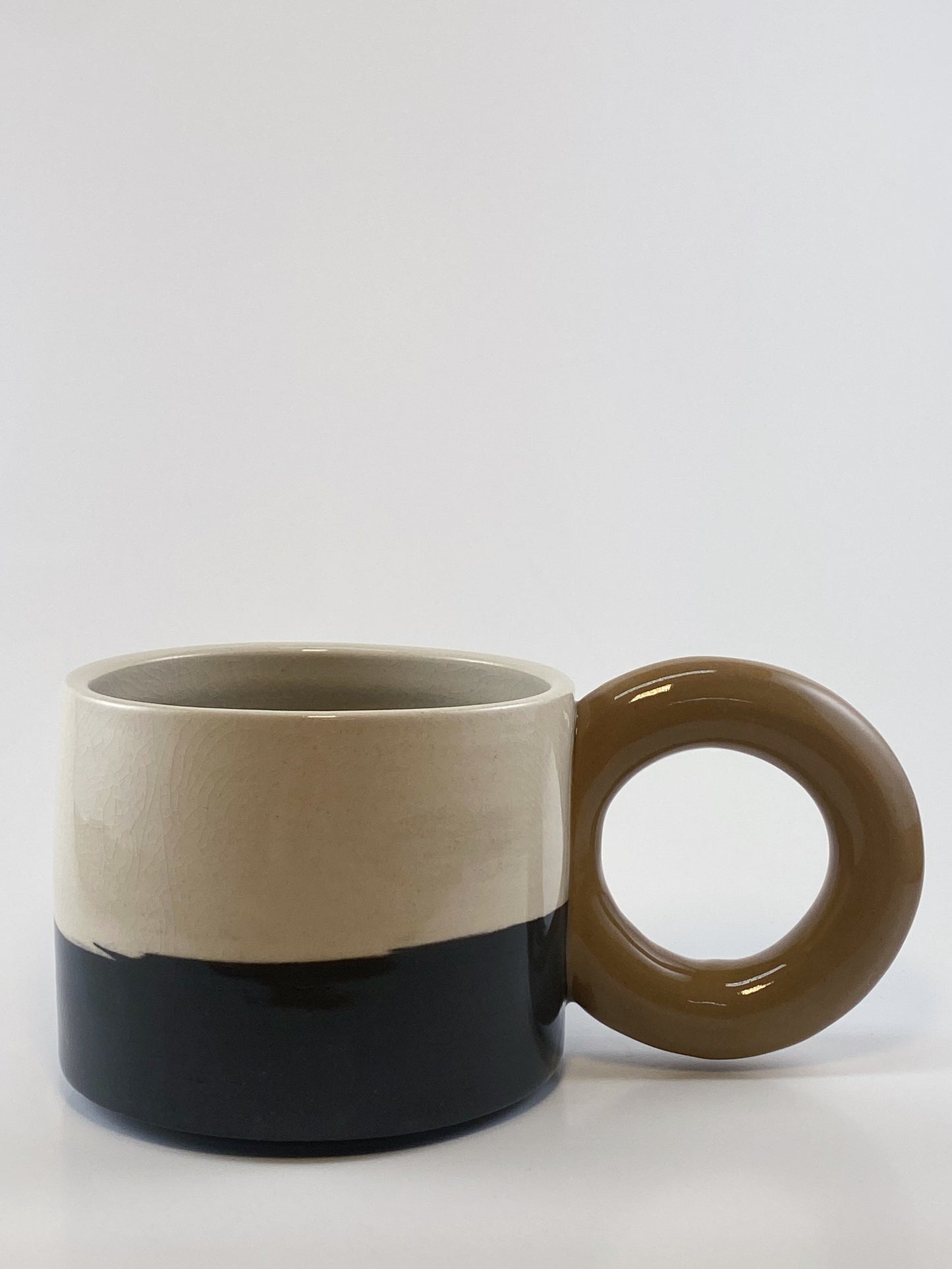 Tricolor Mug - Brown, White, Black