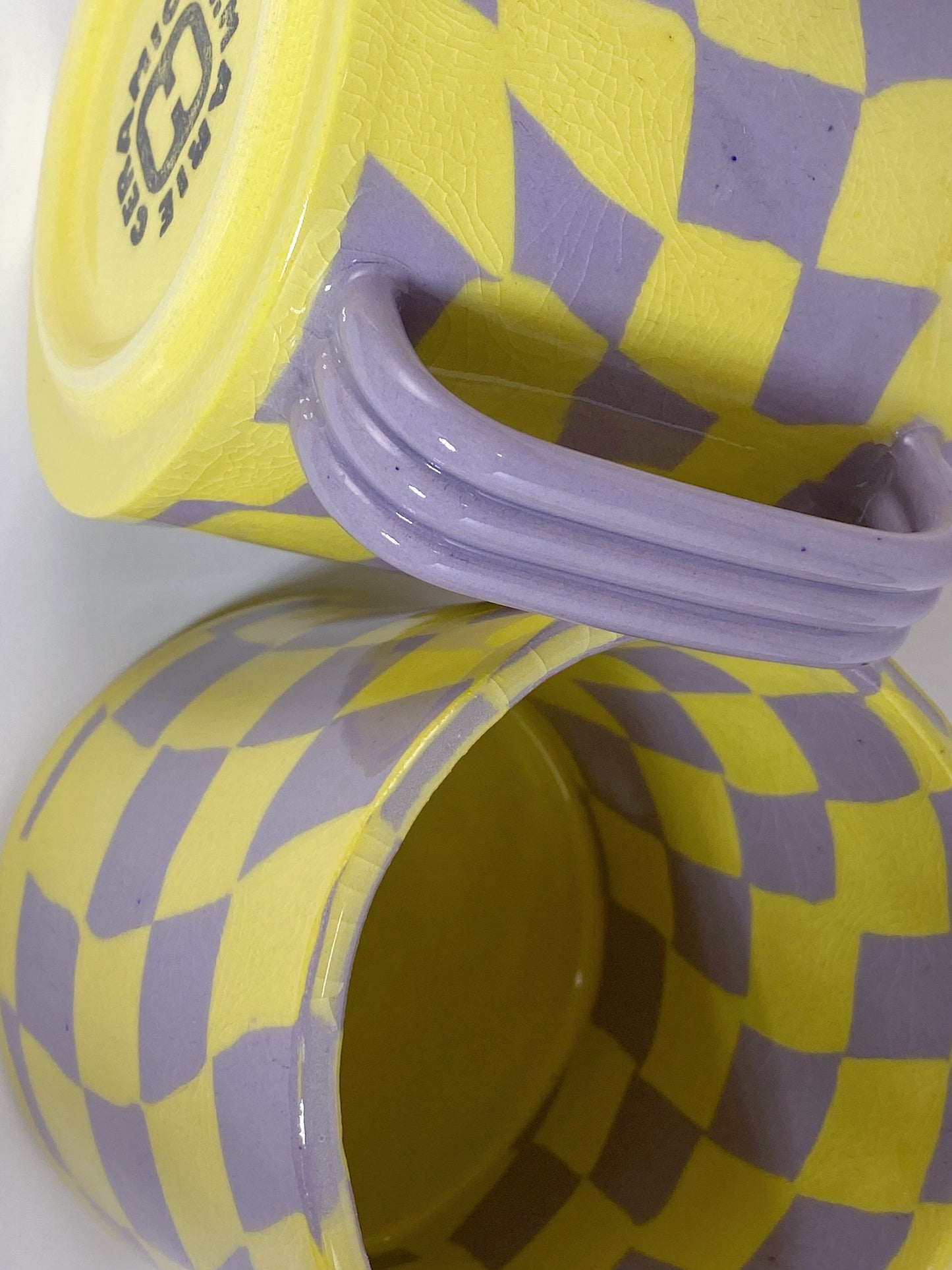 Lavender & Yellow Checkered Mug