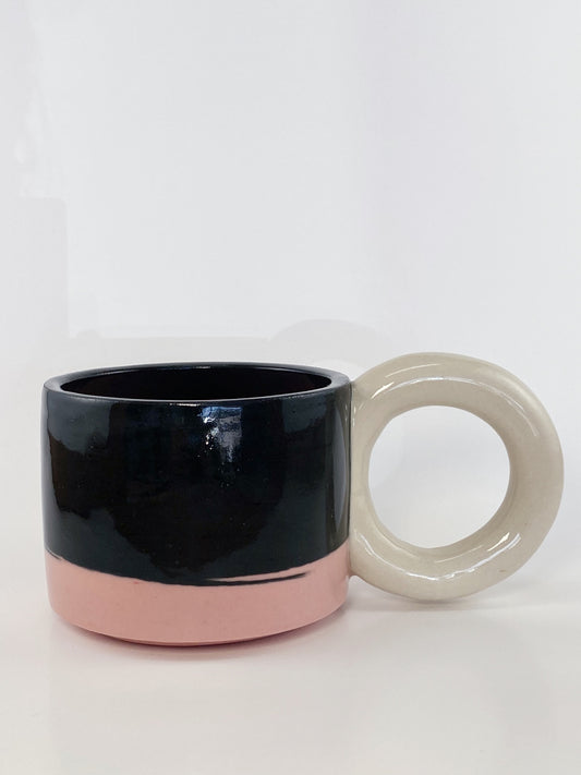 Tricolor Mug - White, Black, Pink