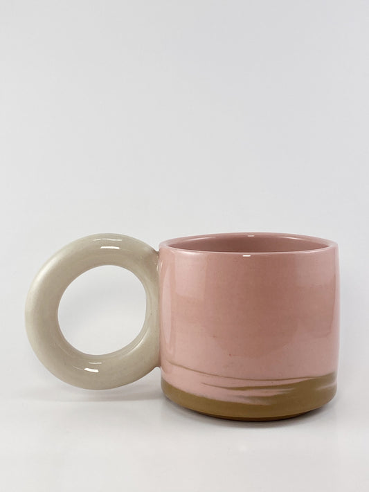 Tricolor Mug - White, Pink, Brown