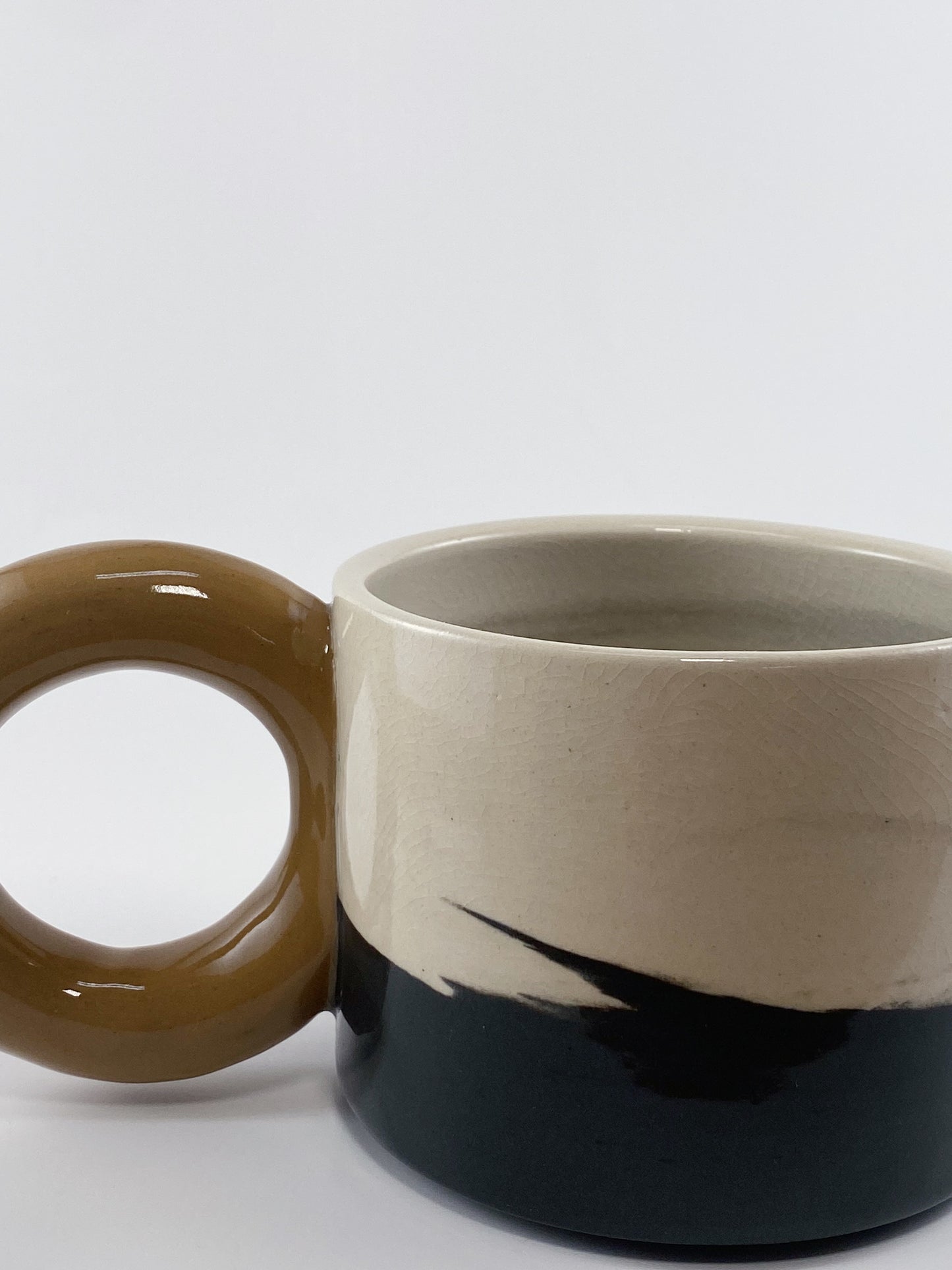 Tricolor Mug - Brown, White, Black