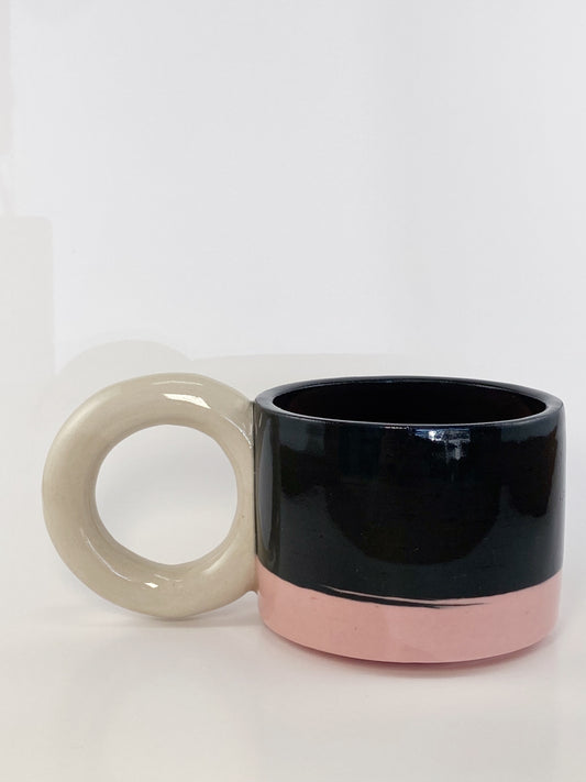 Tricolor Mug - White, Black, Pink