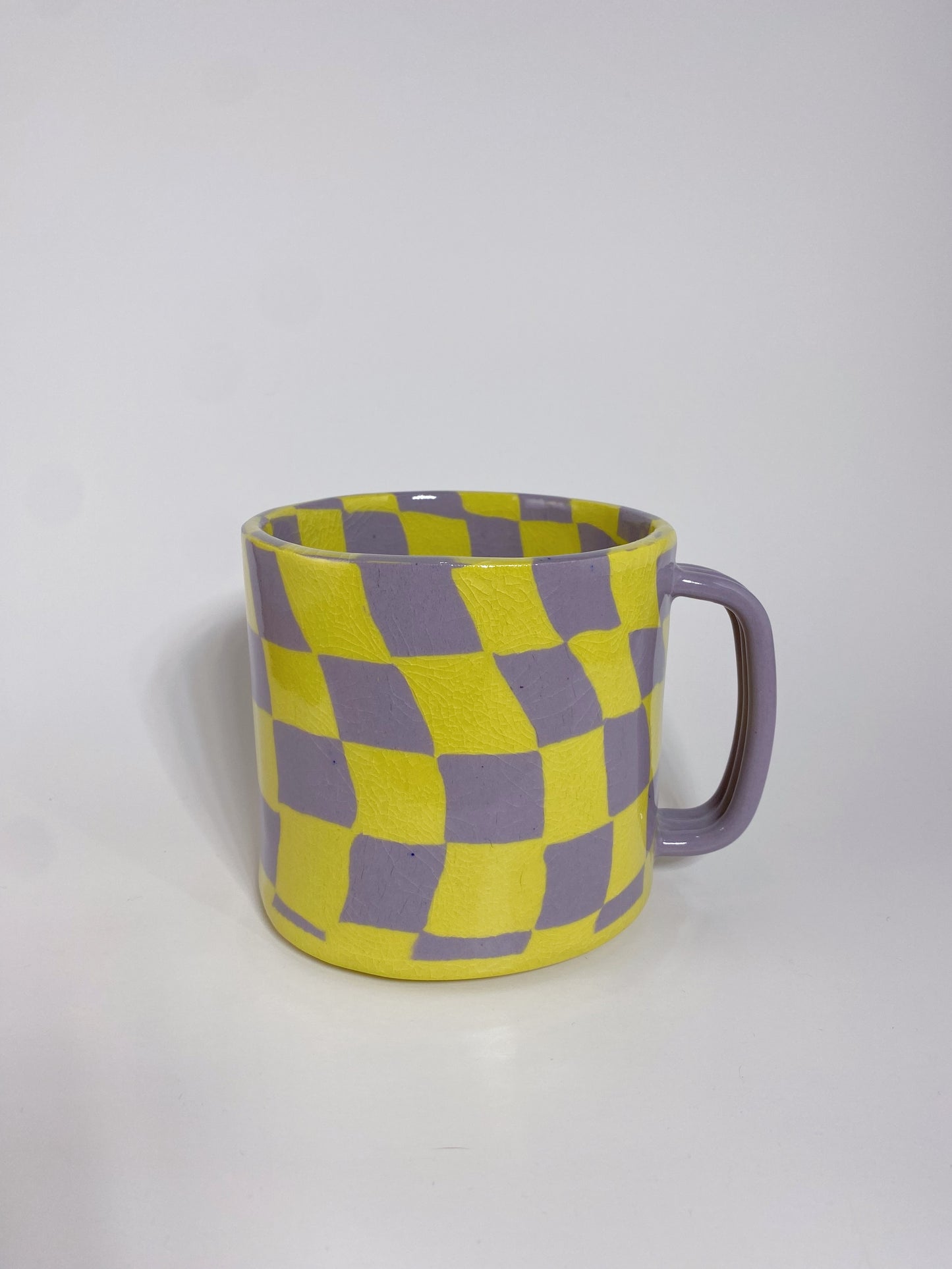 Lavender & Yellow Checkered Mug