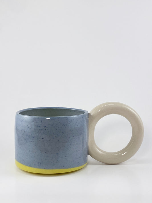 Tricolor Mug - White, Blue, Yellow