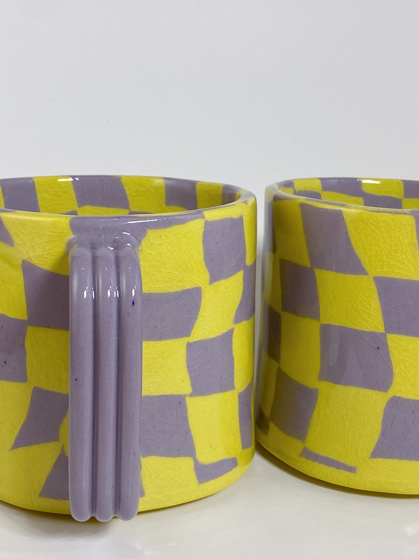 Lavender & Yellow Checkered Mug