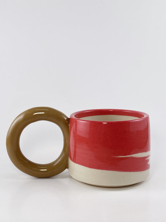 Tricolor Mug - Brown, Red, White
