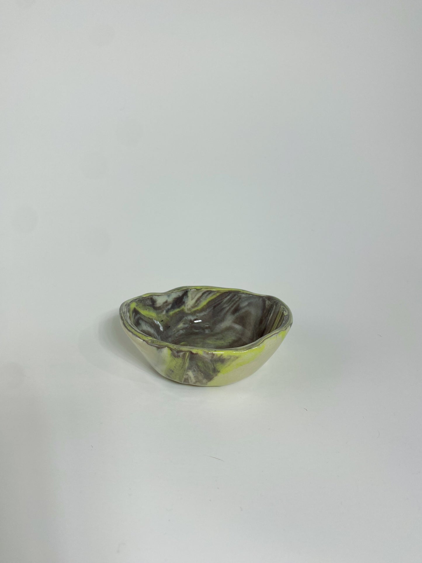 Black/Chartreuse Swirl Ramekin - Shallow