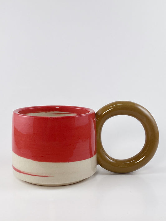 Tricolor Mug - Brown, Red, White