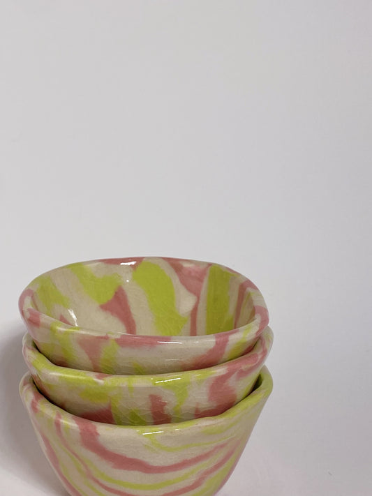 Pink/Chartreuse Swirl Ramekin