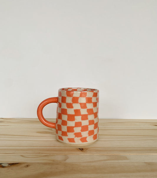 Checkered Thin Mug - Mango