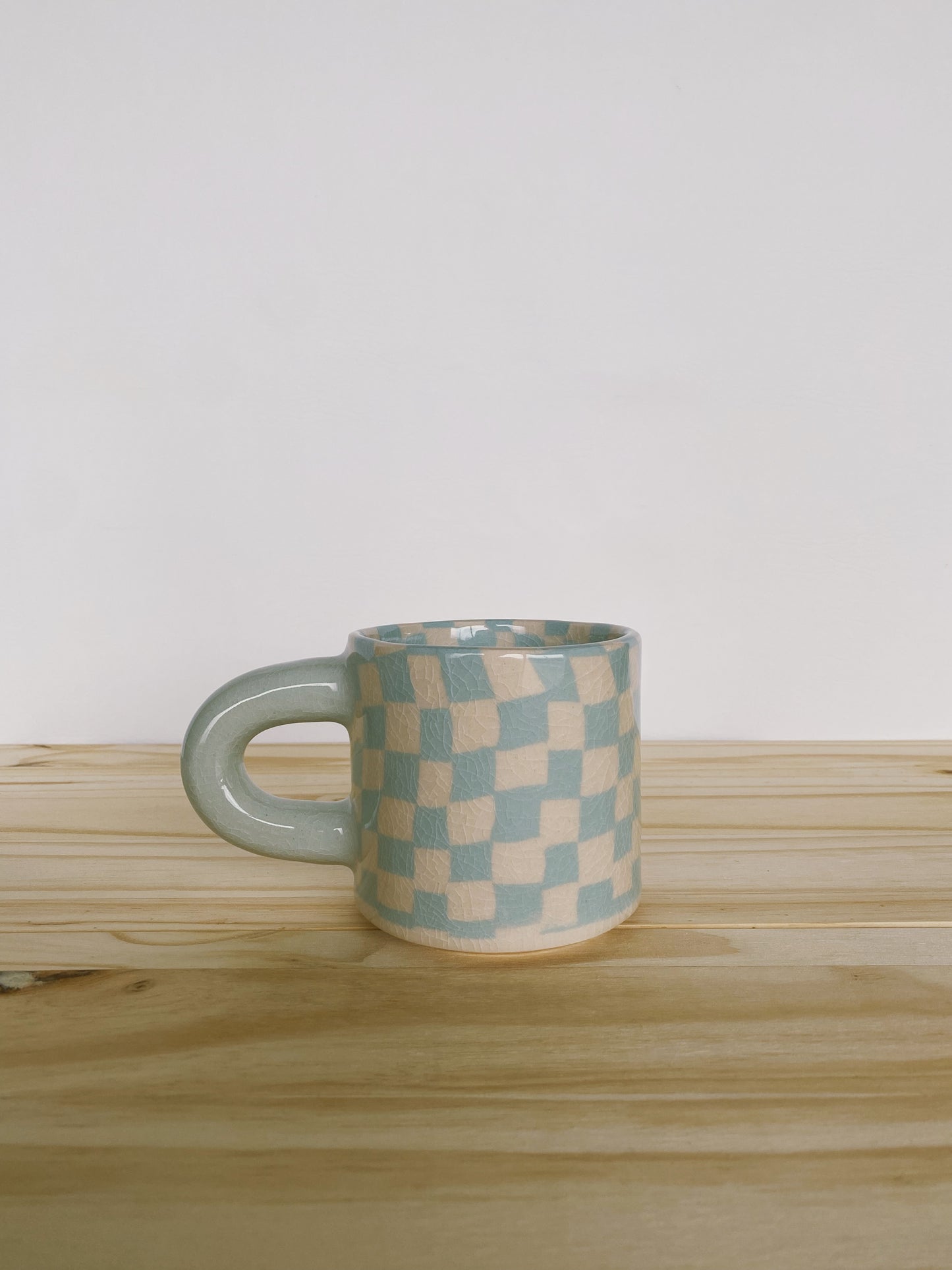 Checkered Thick Mug - Robin's Egg Blue