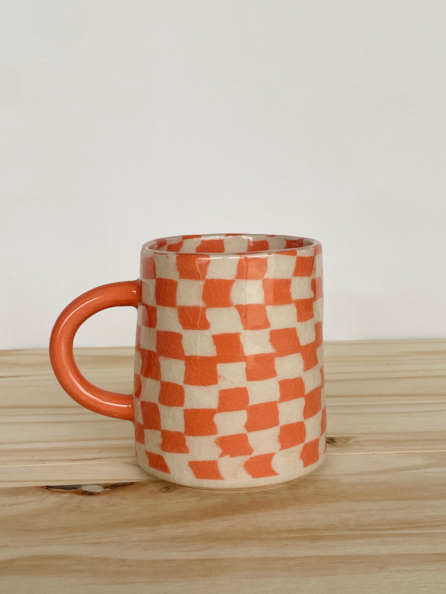 Checkered Thin Mug - Mango