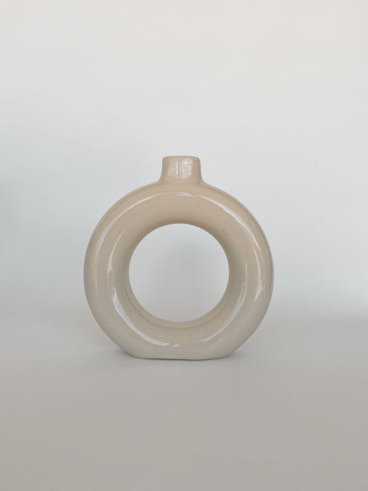 Cream Donut Vase